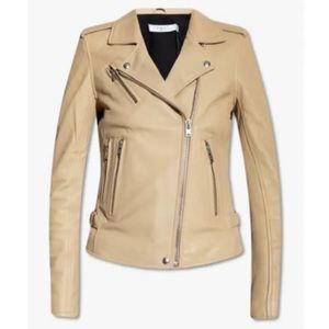 NWT IRO Newhan Han 100% leather jacket beige tea